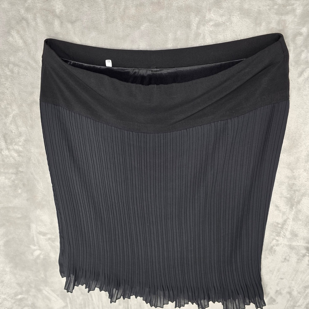 Accordion Pleated Skirt Women XL Blk Stretch Midi Minimalist Goth Dark Academia - Picture 9 of 15
